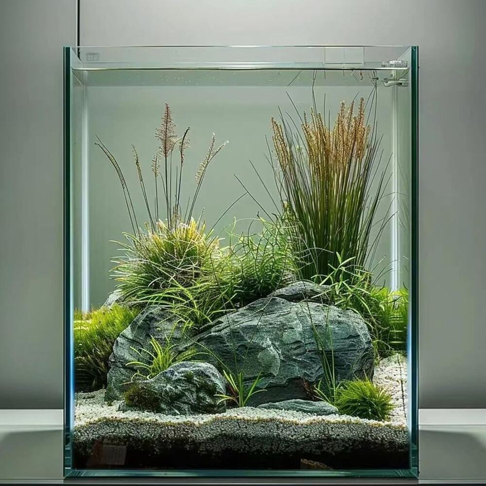 2 Gallon Glass Fish Tank Easy Maintain Small Aquarium Betta Snails Shrimp Plants